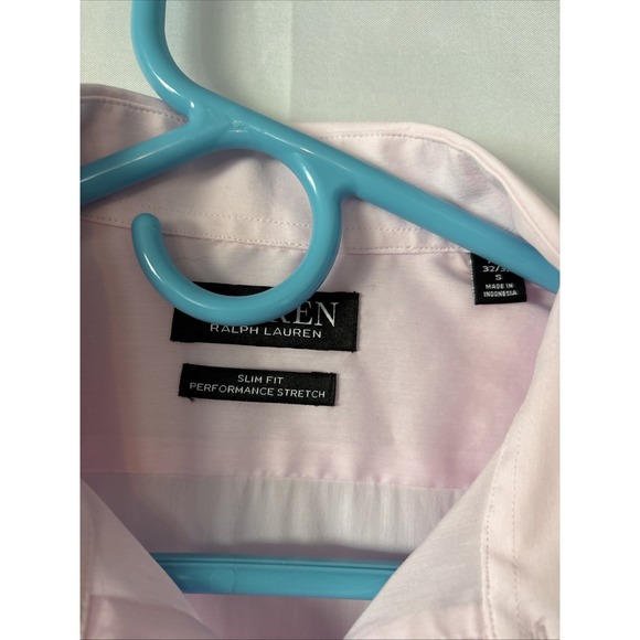 Lauren Ralph Lauren Slim‎ Fit Non Iron Button Up Shirt Pink Mens 14.5 32/33 - Picture 2 of 6